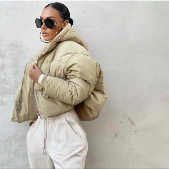 Zara Cropped Rubberized Puffer Coat W 